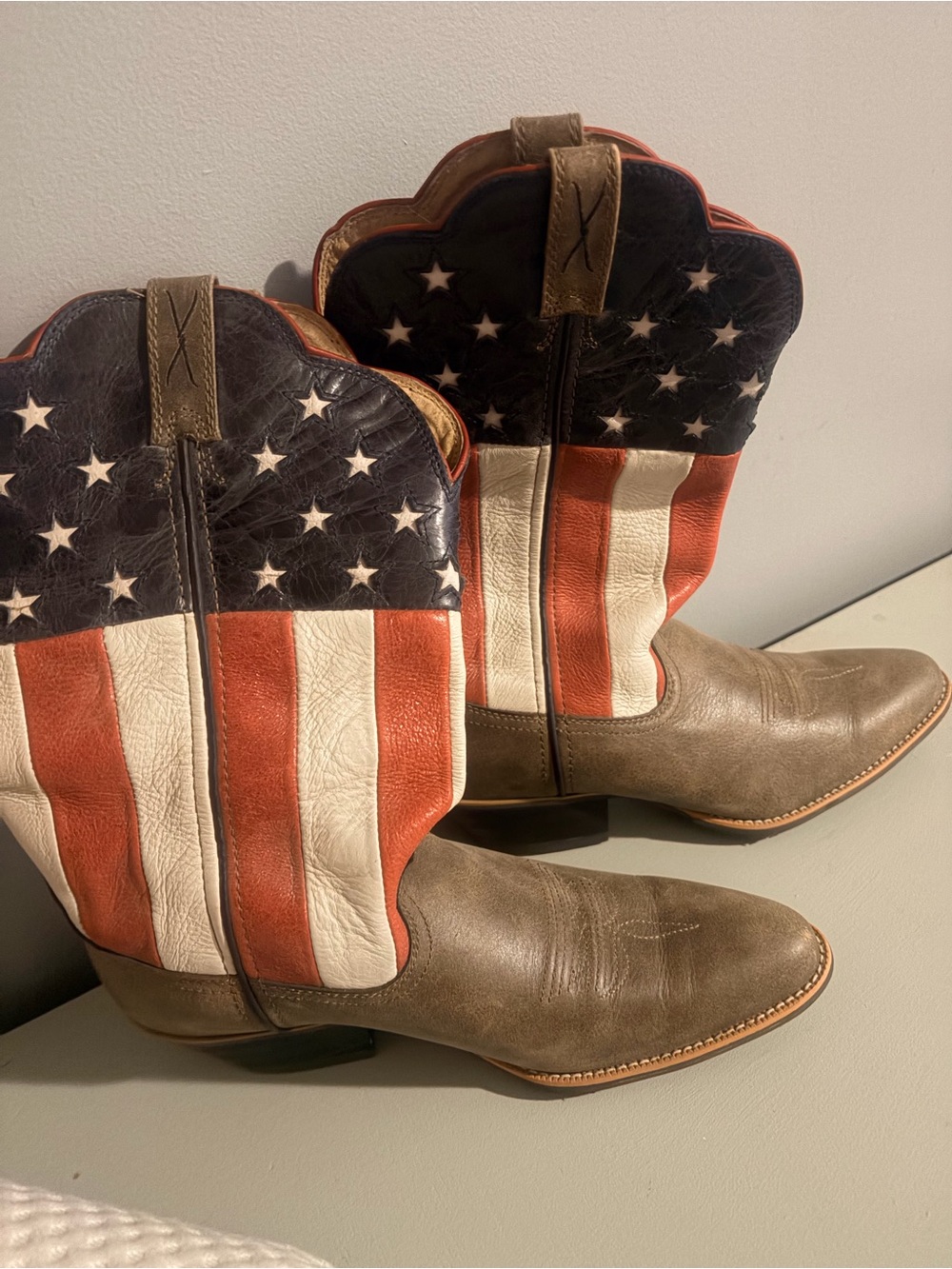 American Flag Western Cowboy Boots - Red White Blue